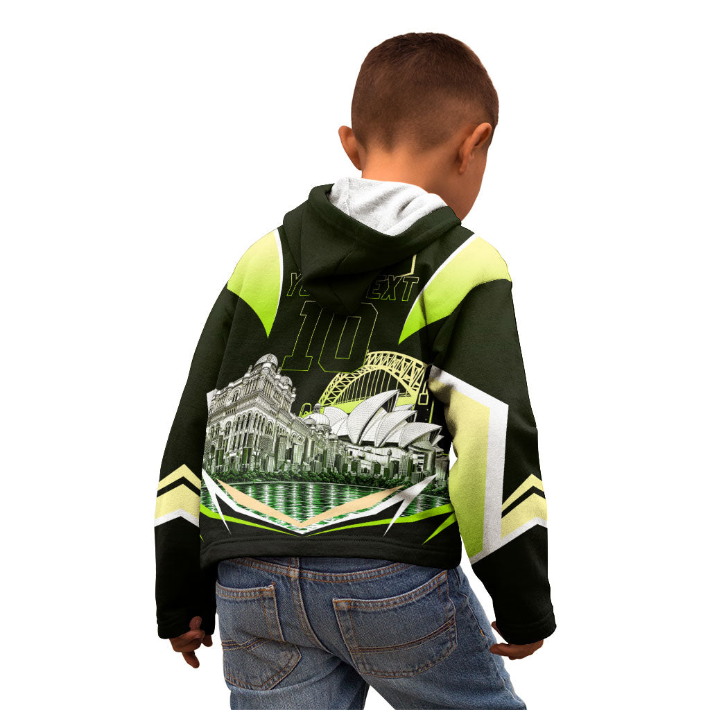 Personalised Sydney Thunder Cricket Mascot Skyline Kid Hoodie Retro Comic Style Fan Art Graphic