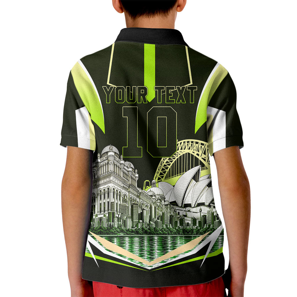 Personalised Sydney Thunder Cricket Mascot Skyline Kid Polo Shirt Retro Comic Style Fan Art Graphic