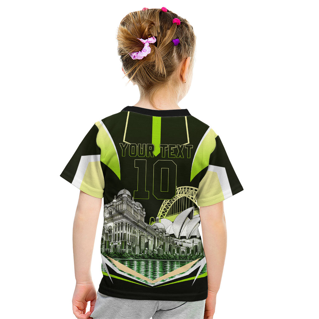 Personalised Sydney Thunder Cricket Mascot Skyline Kid T Shirt Retro Comic Style Fan Art Graphic