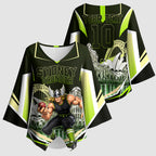 Personalised Sydney Thunder Cricket Mascot Skyline Kimono Sleeve Blouse Retro Comic Style Fan Art Graphic