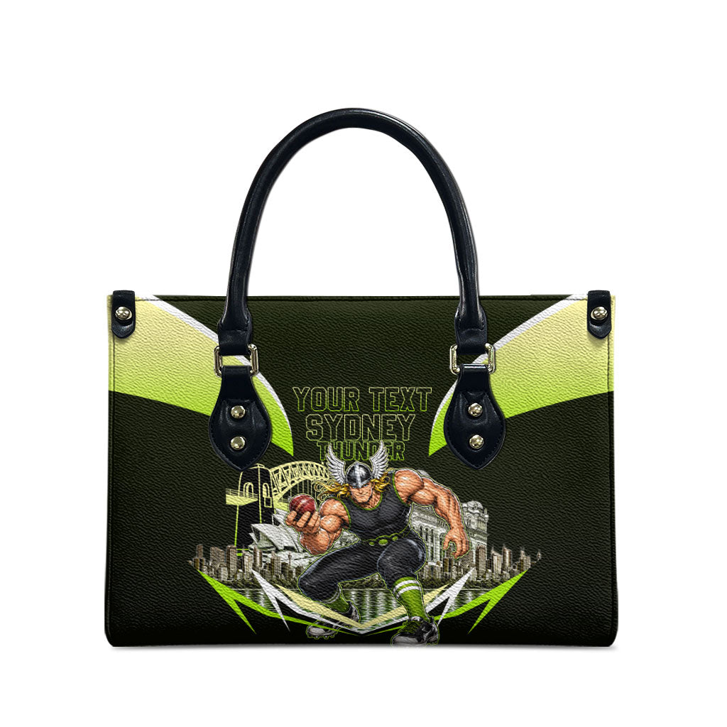 Personalised Sydney Thunder Cricket Mascot Skyline Leather Bag Retro Comic Style Fan Art Graphic