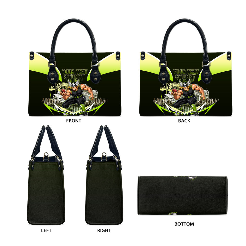 Personalised Sydney Thunder Cricket Mascot Skyline Leather Bag Retro Comic Style Fan Art Graphic
