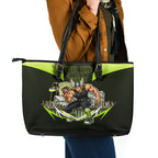 Personalised Sydney Thunder Cricket Mascot Skyline Leather Tote Bag Retro Comic Style Fan Art Graphic