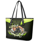 Personalised Sydney Thunder Cricket Mascot Skyline Leather Tote Bag Retro Comic Style Fan Art Graphic