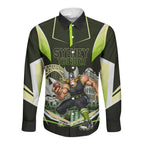 Personalised Sydney Thunder Cricket Mascot Skyline Long Sleeve Button Shirt Retro Comic Style Fan Art Graphic
