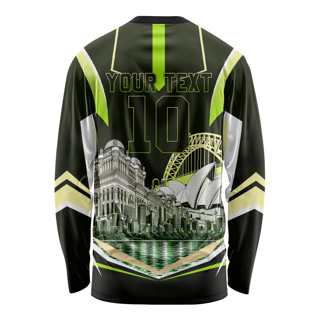 Personalised Sydney Thunder Cricket Mascot Skyline Long Sleeve Shirt Retro Comic Style Fan Art Graphic