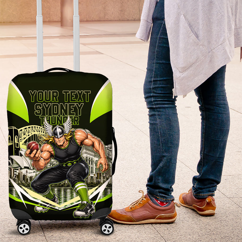 Personalised Sydney Thunder Cricket Mascot Skyline Luggage Cover Retro Comic Style Fan Art Graphic