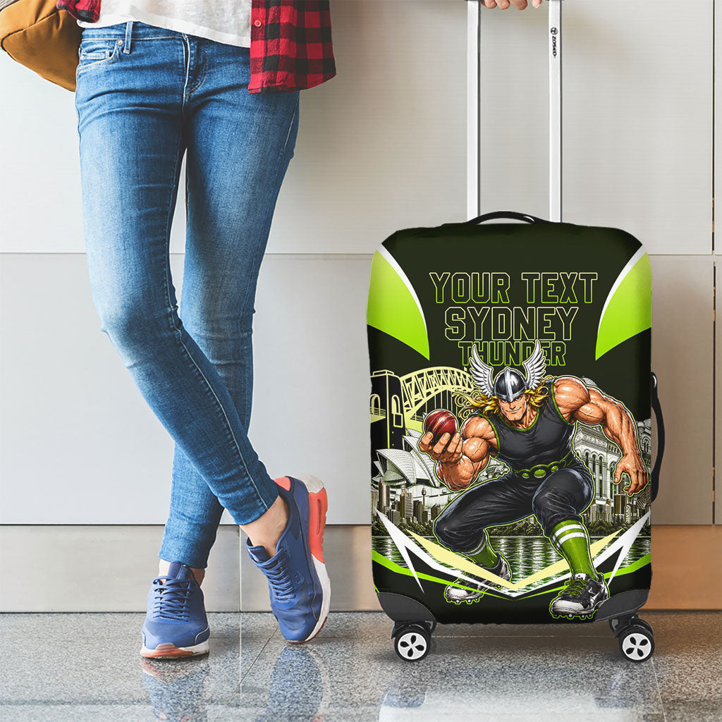 Personalised Sydney Thunder Cricket Mascot Skyline Luggage Cover Retro Comic Style Fan Art Graphic