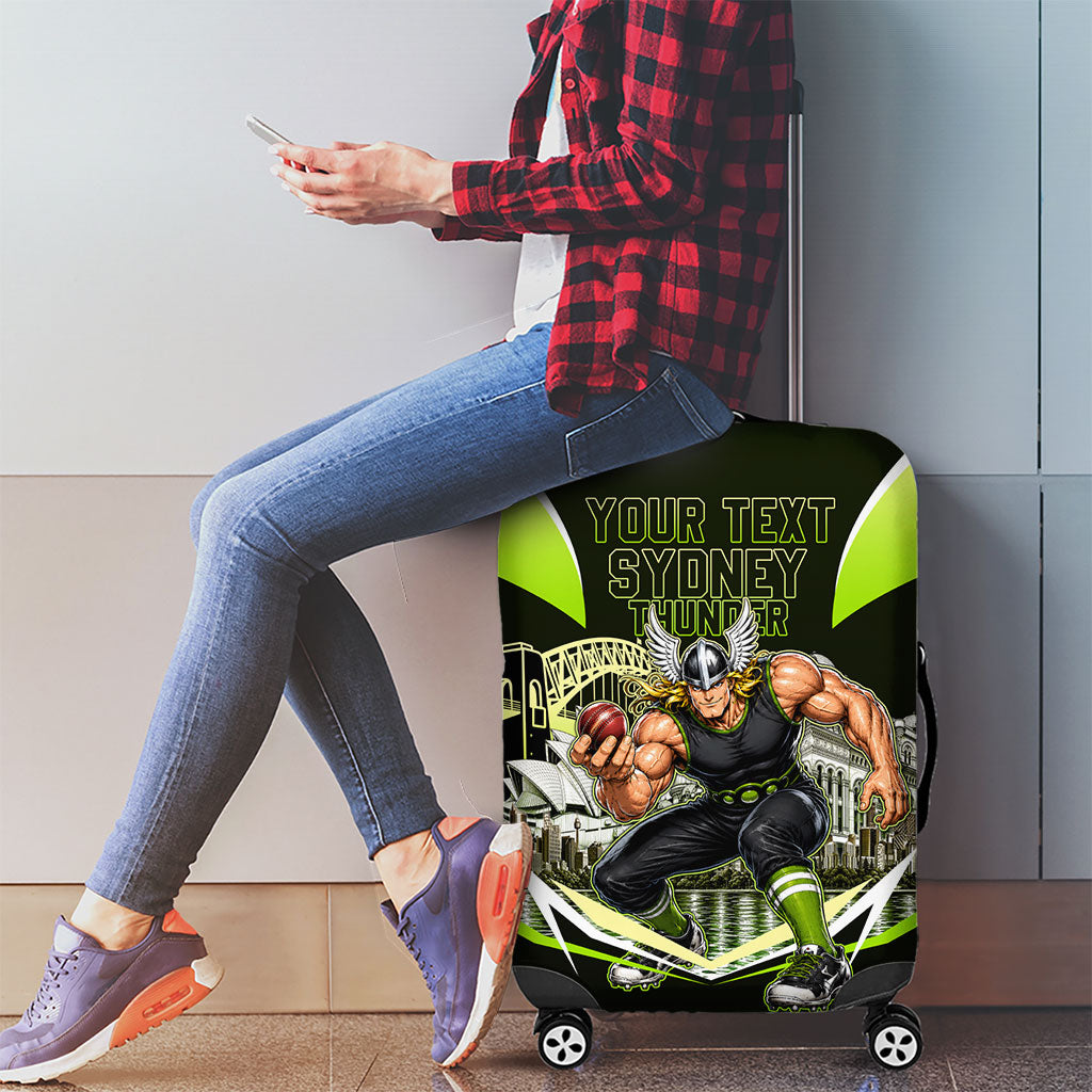 Personalised Sydney Thunder Cricket Mascot Skyline Luggage Cover Retro Comic Style Fan Art Graphic