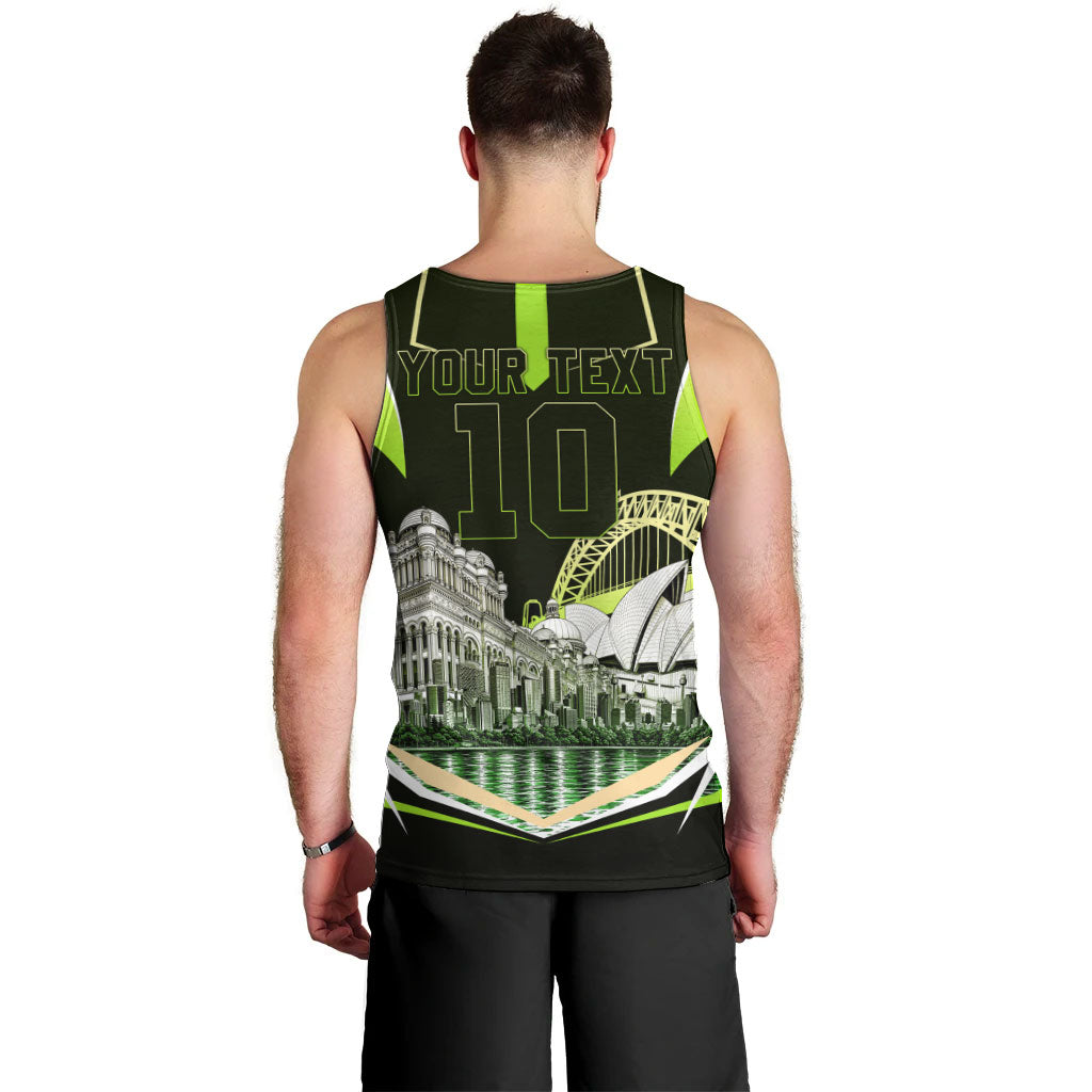 Personalised Sydney Thunder Cricket Mascot Skyline Men Tank Top Retro Comic Style Fan Art Graphic