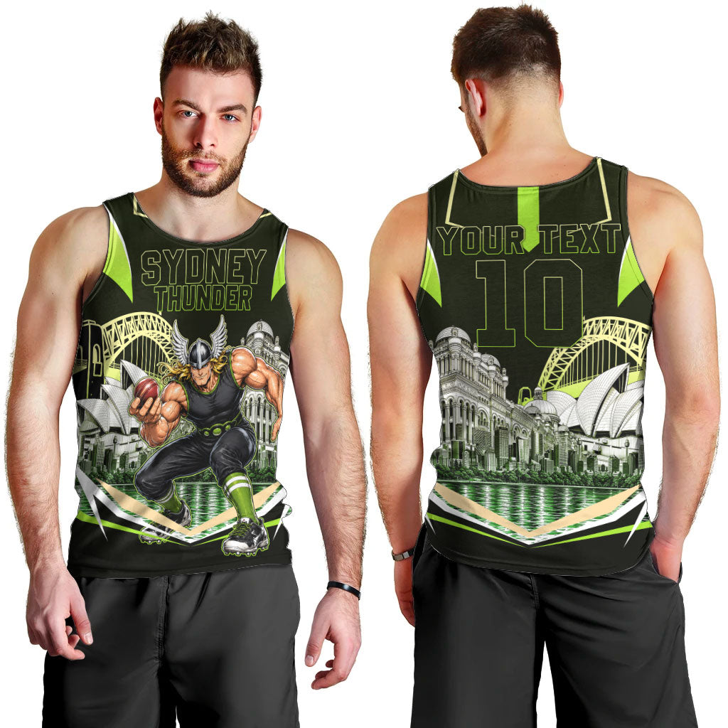 Personalised Sydney Thunder Cricket Mascot Skyline Men Tank Top Retro Comic Style Fan Art Graphic