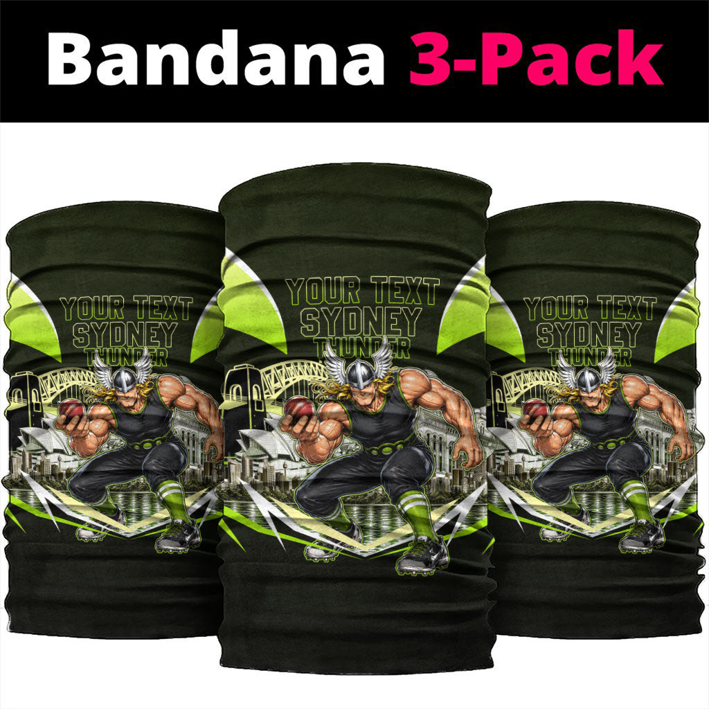 Personalised Sydney Thunder Cricket Mascot Skyline Neck Gaiter Retro Comic Style Fan Art Graphic