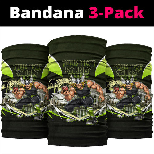 Personalised Sydney Thunder Cricket Mascot Skyline Neck Gaiter Retro Comic Style Fan Art Graphic