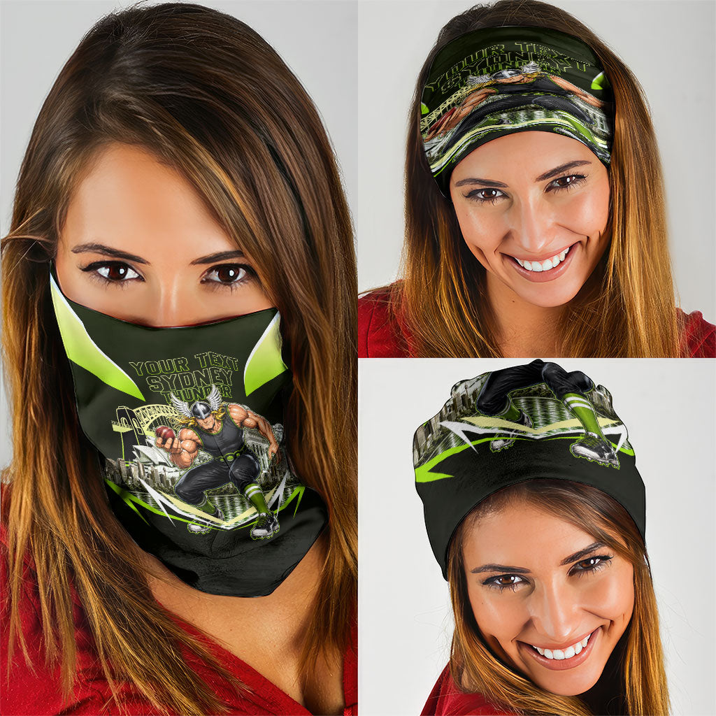 Personalised Sydney Thunder Cricket Mascot Skyline Neck Gaiter Retro Comic Style Fan Art Graphic