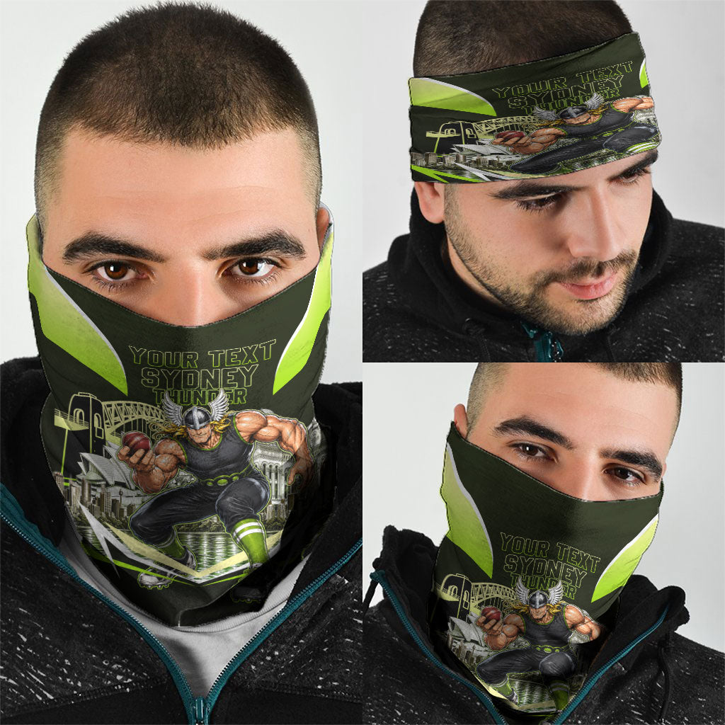 Personalised Sydney Thunder Cricket Mascot Skyline Neck Gaiter Retro Comic Style Fan Art Graphic