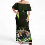 Personalised Sydney Thunder Cricket Mascot Skyline Off Shoulder Maxi Dress Retro Comic Style Fan Art Graphic