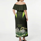 Personalised Sydney Thunder Cricket Mascot Skyline Off Shoulder Maxi Dress Retro Comic Style Fan Art Graphic