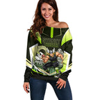 Personalised Sydney Thunder Cricket Mascot Skyline Off Shoulder Sweater Retro Comic Style Fan Art Graphic