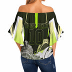 Personalised Sydney Thunder Cricket Mascot Skyline Off Shoulder Wrap Waist Top Retro Comic Style Fan Art Graphic
