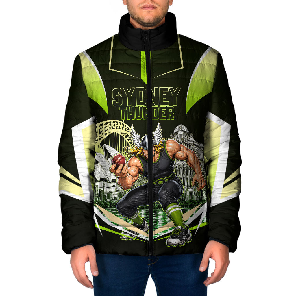 Personalised Sydney Thunder Cricket Mascot Skyline Padded Jacket Retro Comic Style Fan Art Graphic