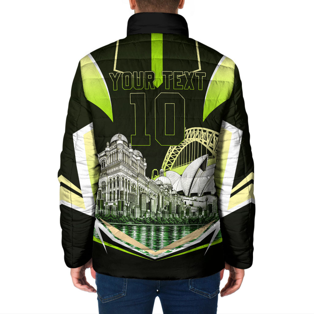 Personalised Sydney Thunder Cricket Mascot Skyline Padded Jacket Retro Comic Style Fan Art Graphic