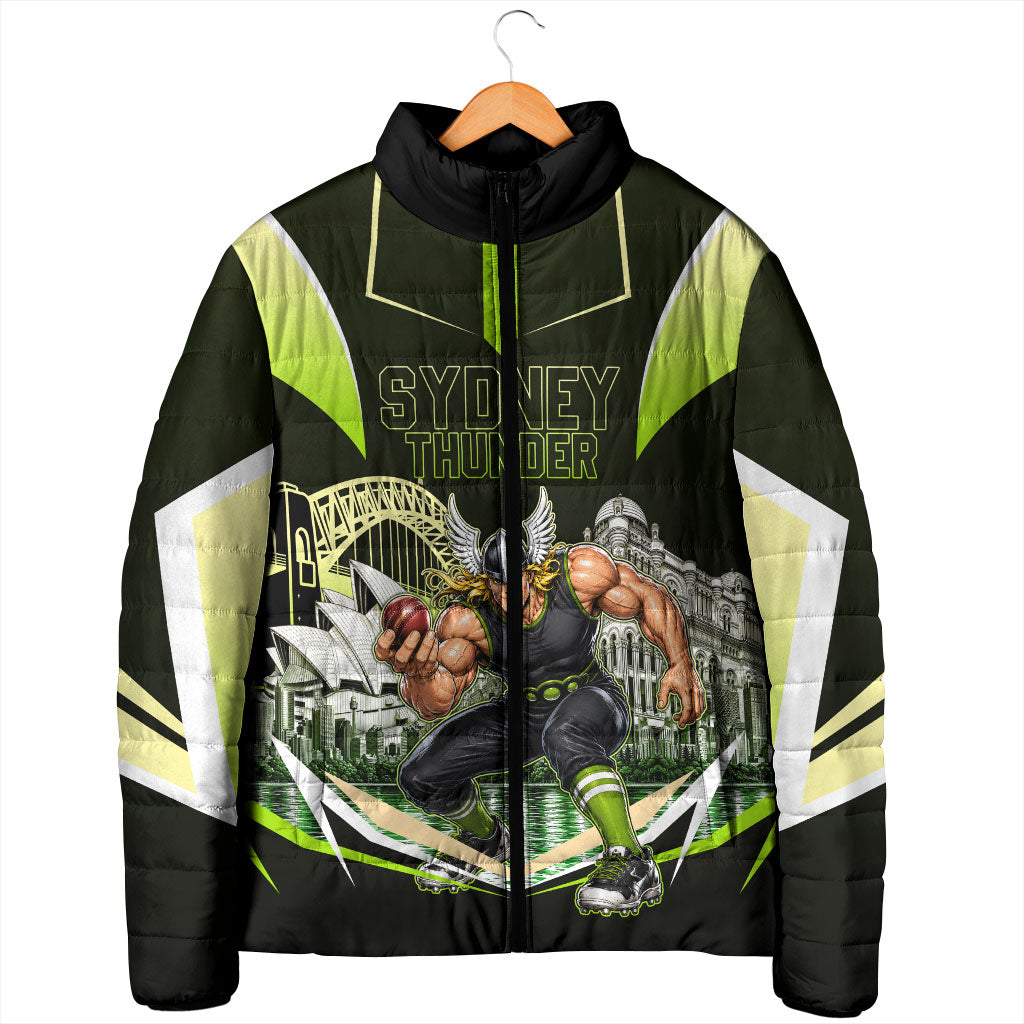 Personalised Sydney Thunder Cricket Mascot Skyline Padded Jacket Retro Comic Style Fan Art Graphic