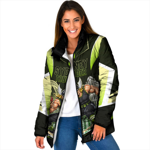 Personalised Sydney Thunder Cricket Mascot Skyline Padded Jacket Retro Comic Style Fan Art Graphic