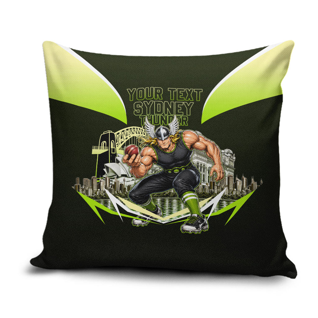 Personalised Sydney Thunder Cricket Mascot Skyline Pillow Cover Retro Comic Style Fan Art Graphic