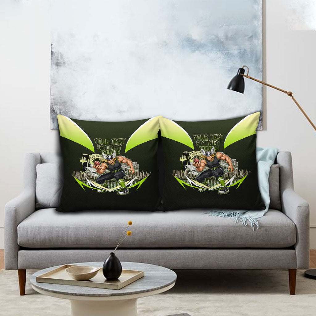 Personalised Sydney Thunder Cricket Mascot Skyline Pillow Cover Retro Comic Style Fan Art Graphic