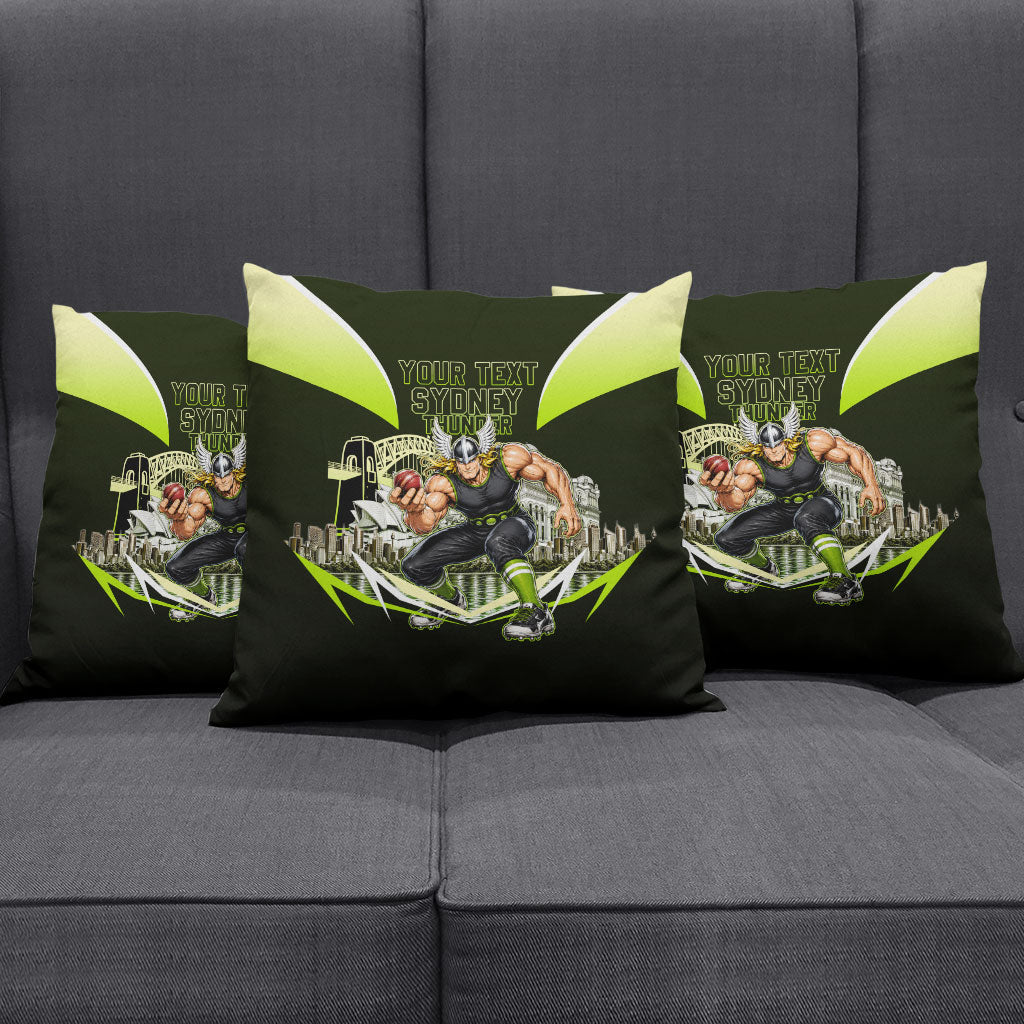 Personalised Sydney Thunder Cricket Mascot Skyline Pillow Cover Retro Comic Style Fan Art Graphic