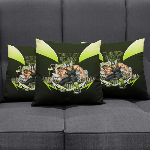 Personalised Sydney Thunder Cricket Mascot Skyline Pillow Cover Retro Comic Style Fan Art Graphic