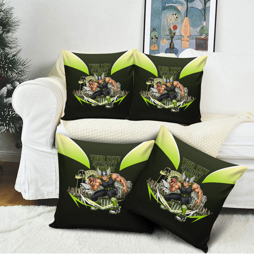 Personalised Sydney Thunder Cricket Mascot Skyline Pillow Cover Retro Comic Style Fan Art Graphic