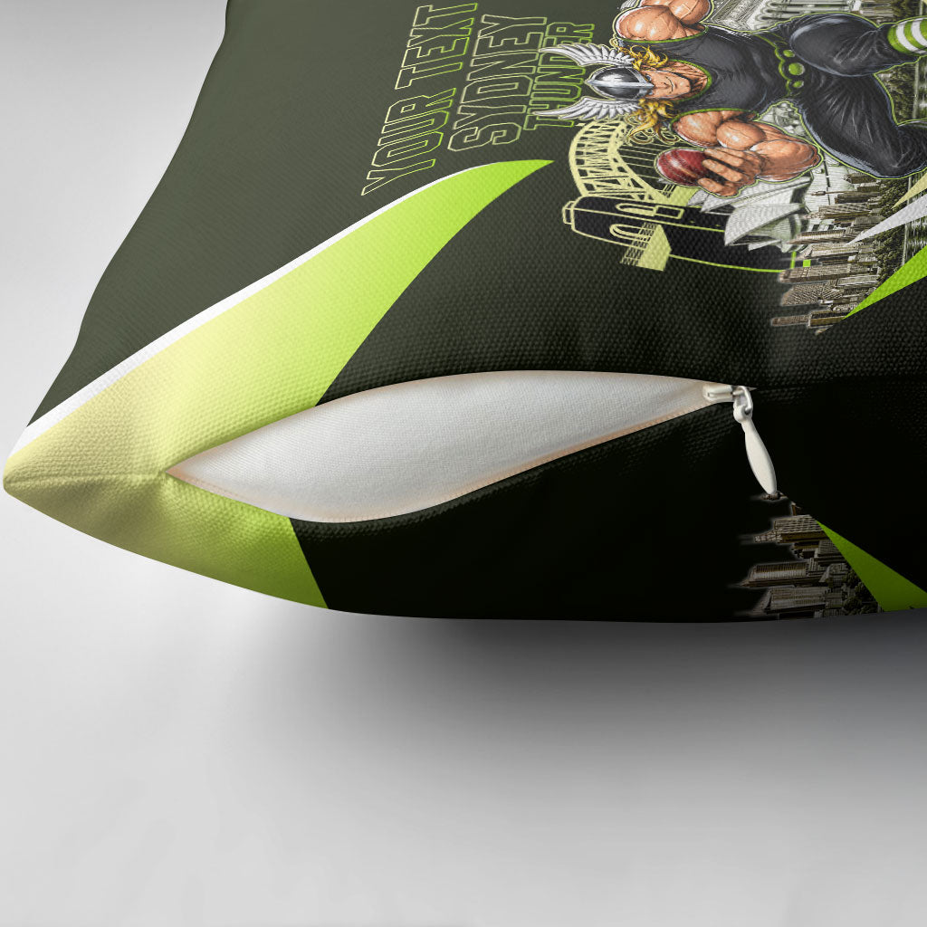 Personalised Sydney Thunder Cricket Mascot Skyline Pillow Cover Retro Comic Style Fan Art Graphic