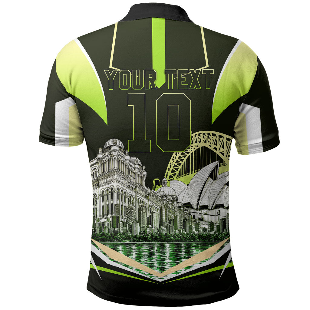 Personalised Sydney Thunder Cricket Mascot Skyline Polo Shirt Retro Comic Style Fan Art Graphic