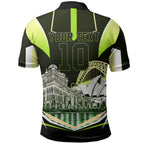 Personalised Sydney Thunder Cricket Mascot Skyline Polo Shirt Retro Comic Style Fan Art Graphic