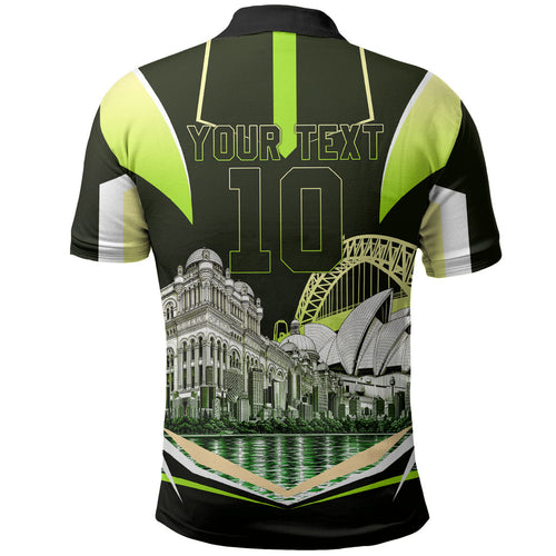 Personalised Sydney Thunder Cricket Mascot Skyline Polo Shirt Retro Comic Style Fan Art Graphic