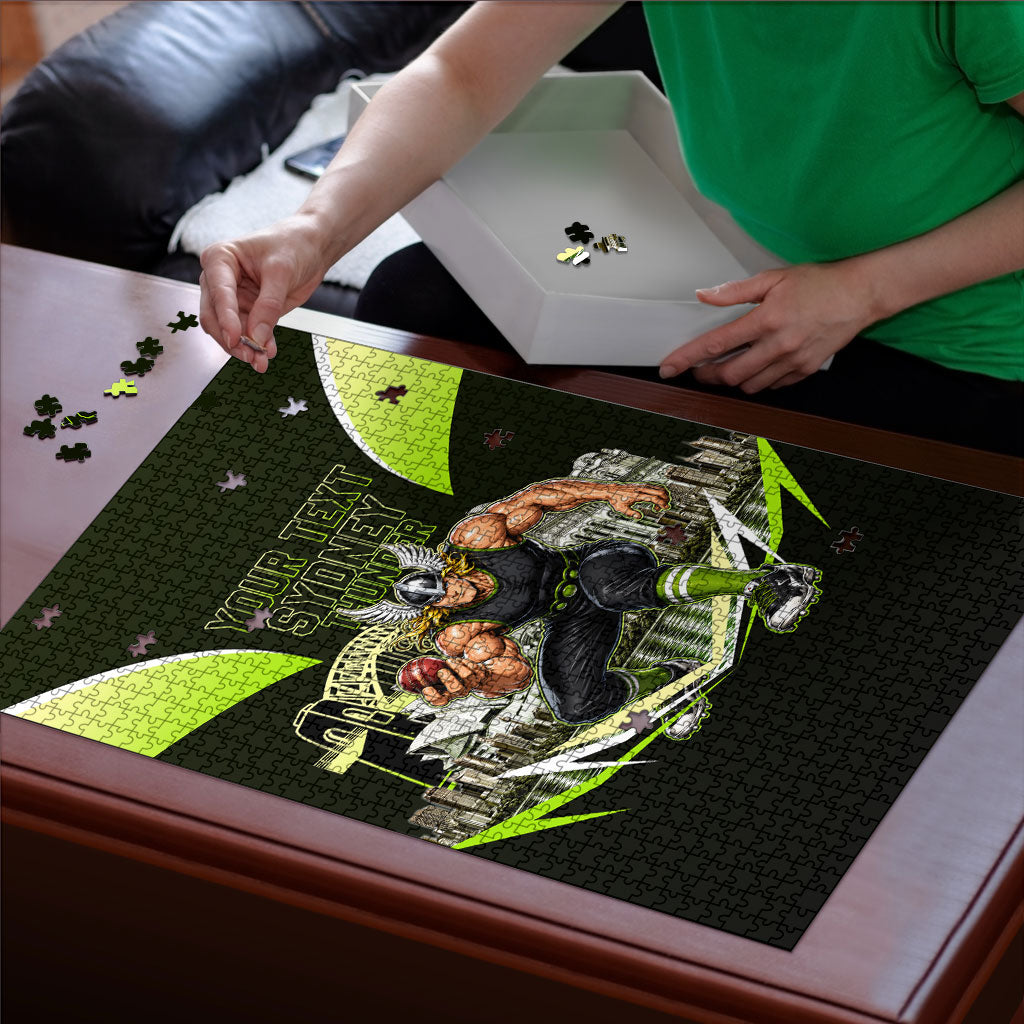 Personalised Sydney Thunder Cricket Mascot Skyline Puzzle Retro Comic Style Fan Art Graphic