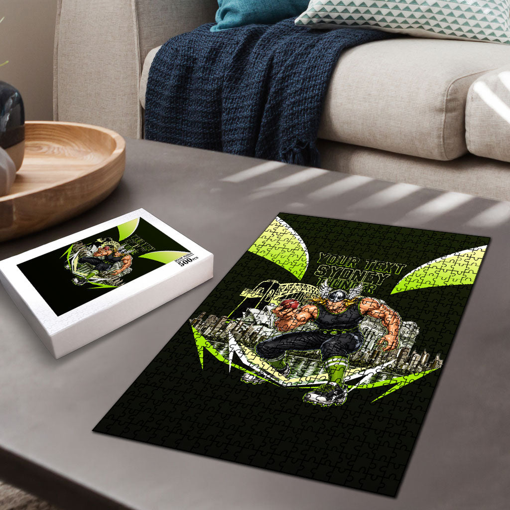 Personalised Sydney Thunder Cricket Mascot Skyline Puzzle Retro Comic Style Fan Art Graphic