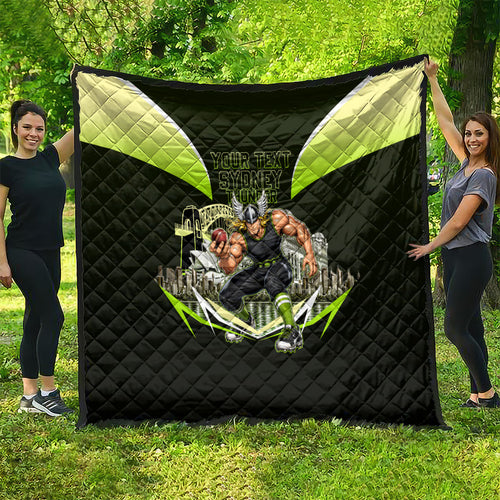 Personalised Sydney Thunder Cricket Mascot Skyline Quilt Retro Comic Style Fan Art Graphic