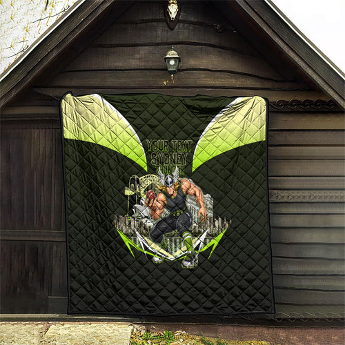 Personalised Sydney Thunder Cricket Mascot Skyline Quilt Retro Comic Style Fan Art Graphic