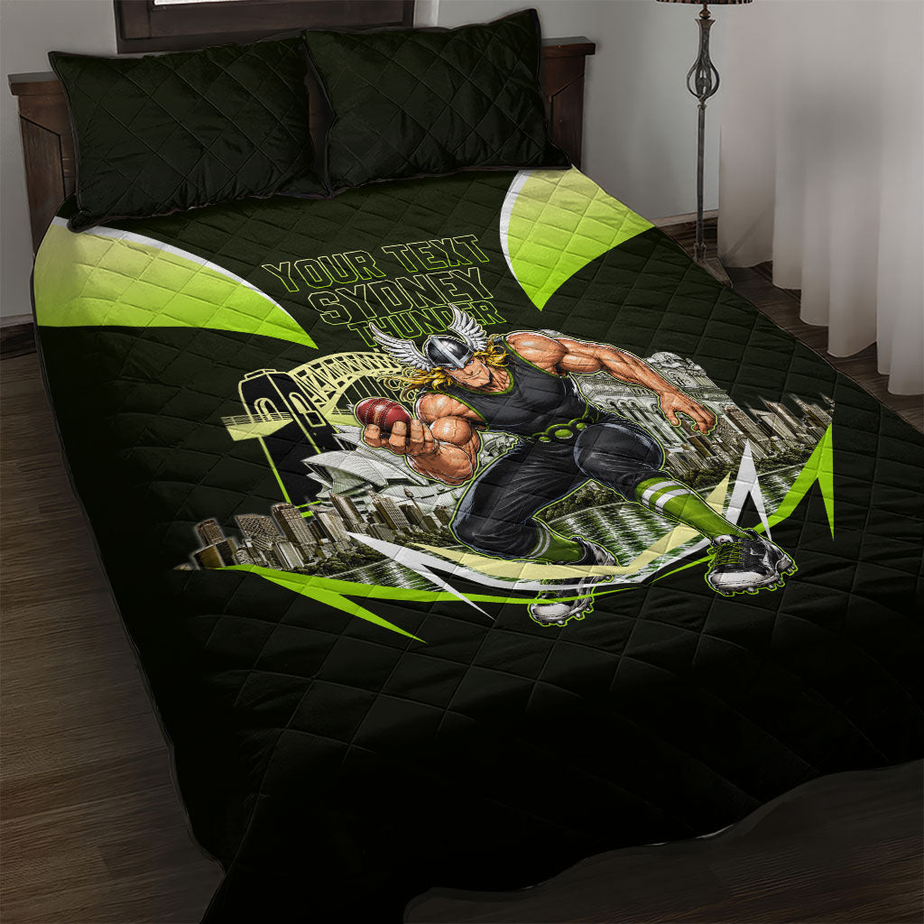 Personalised Sydney Thunder Cricket Mascot Skyline Quilt Bed Set Retro Comic Style Fan Art Graphic