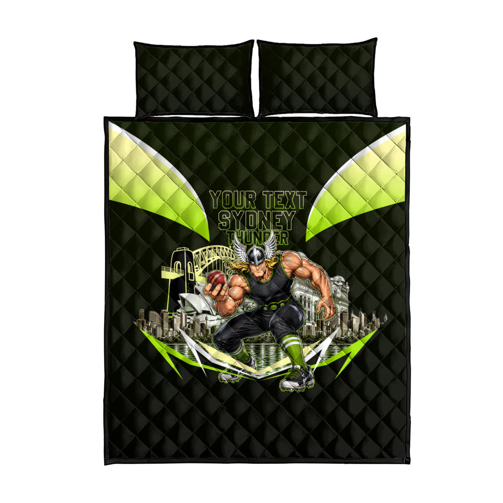 Personalised Sydney Thunder Cricket Mascot Skyline Quilt Bed Set Retro Comic Style Fan Art Graphic