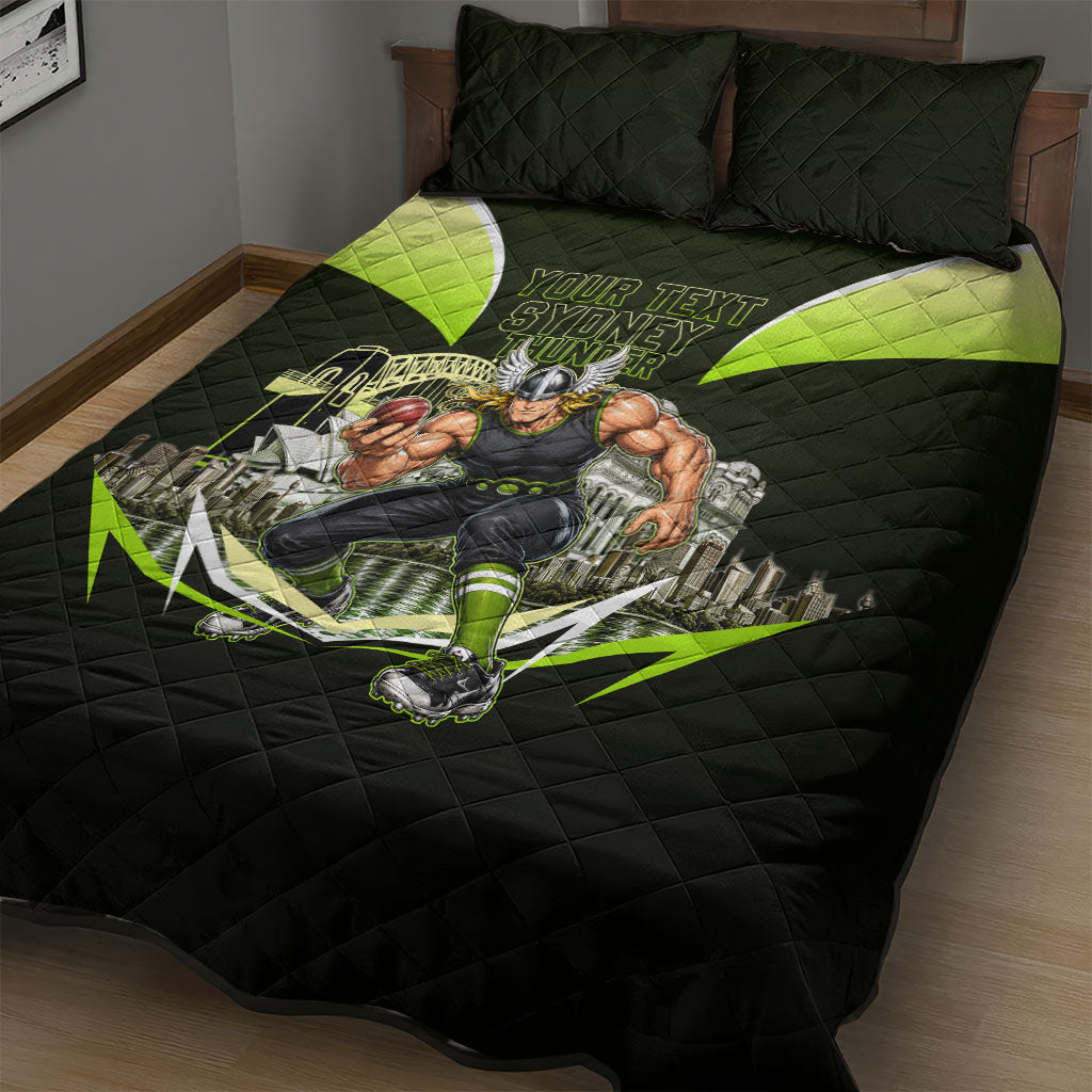 Personalised Sydney Thunder Cricket Mascot Skyline Quilt Bed Set Retro Comic Style Fan Art Graphic