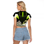 Personalised Sydney Thunder Cricket Mascot Skyline Raglan Cropped T Shirt Retro Comic Style Fan Art Graphic