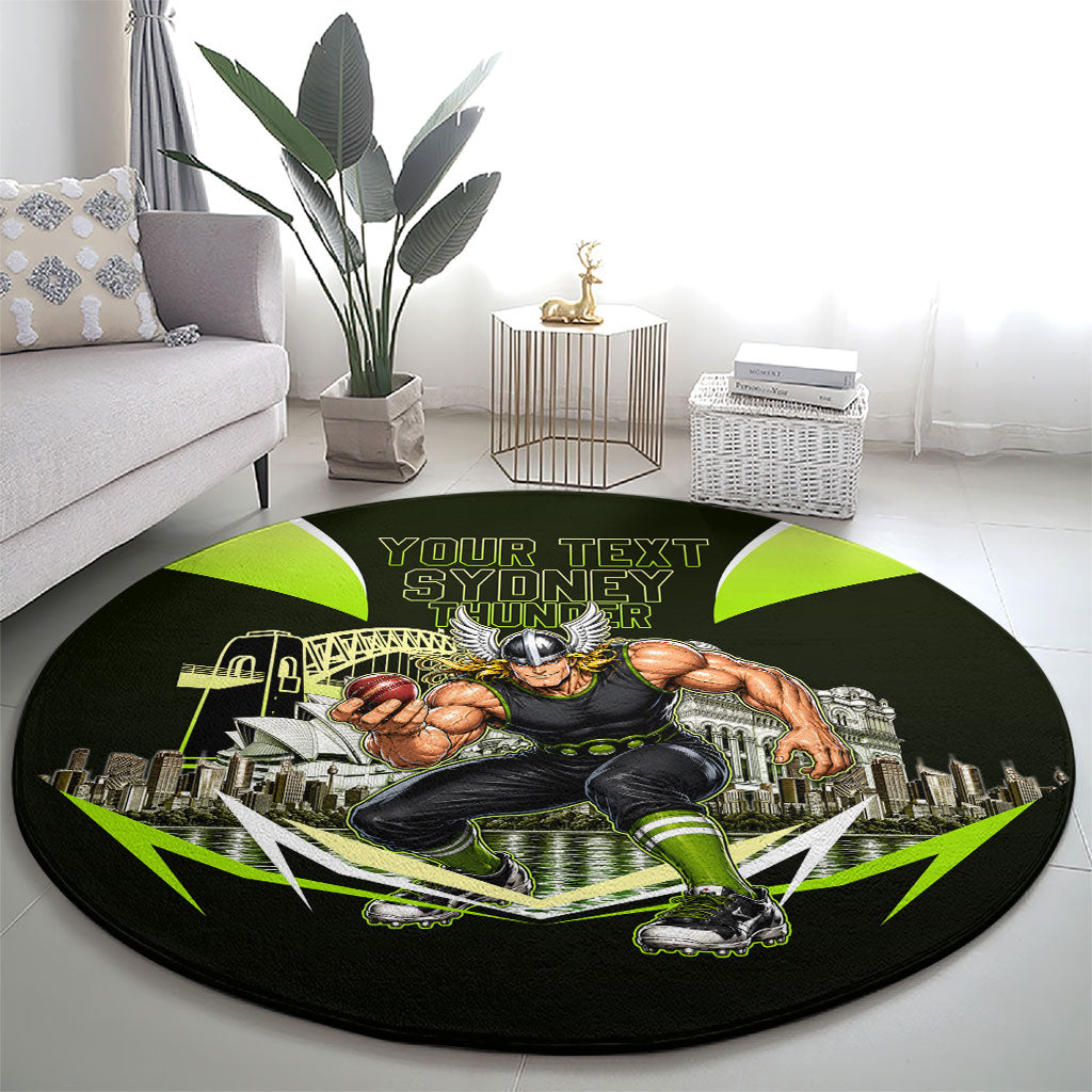Personalised Sydney Thunder Cricket Mascot Skyline Round Carpet Retro Comic Style Fan Art Graphic
