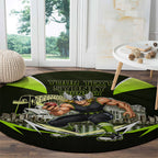 Personalised Sydney Thunder Cricket Mascot Skyline Round Carpet Retro Comic Style Fan Art Graphic