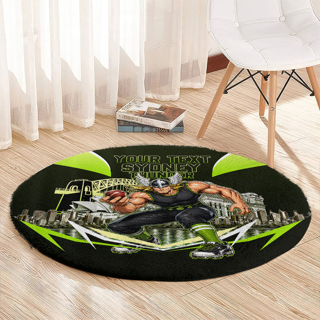 Personalised Sydney Thunder Cricket Mascot Skyline Round Carpet Retro Comic Style Fan Art Graphic