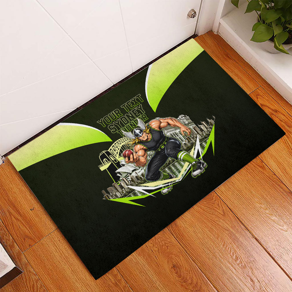 Personalised Sydney Thunder Cricket Mascot Skyline Rubber Doormat Retro Comic Style Fan Art Graphic