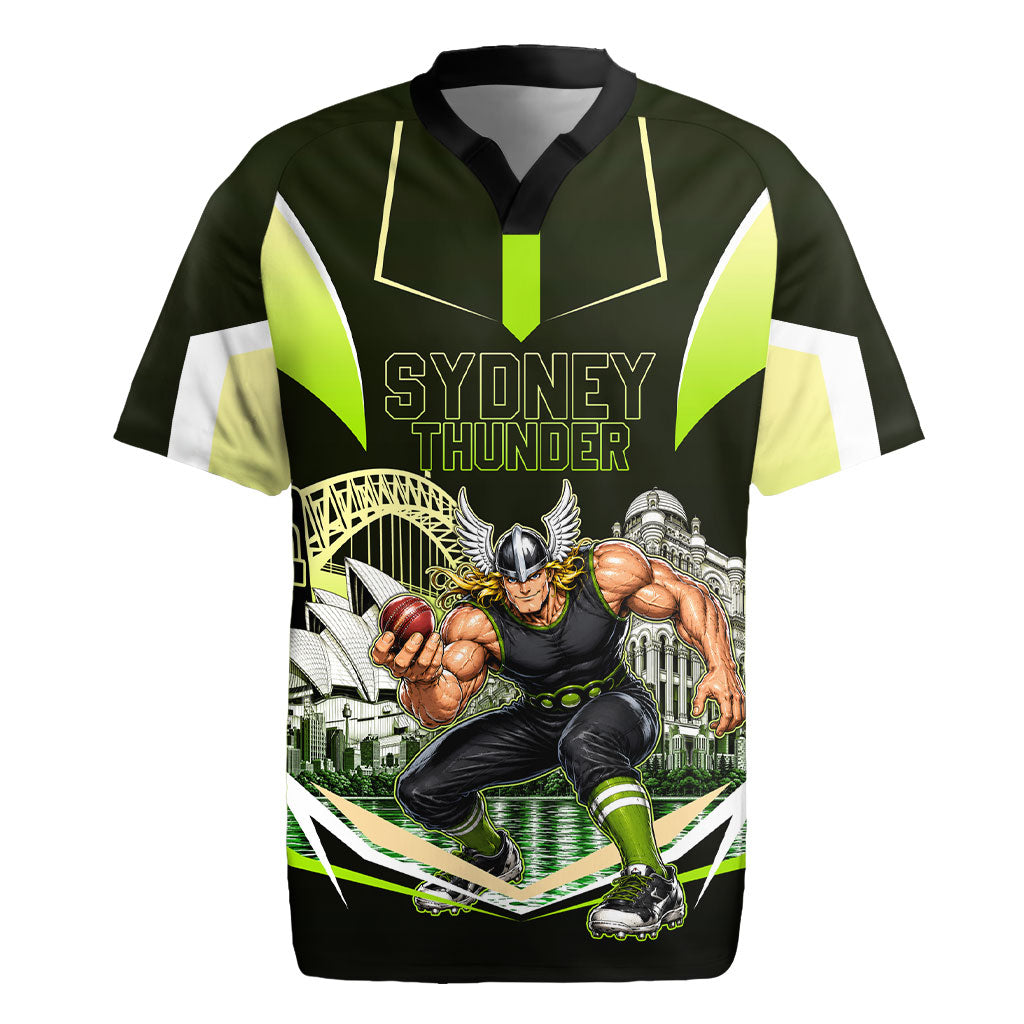 Personalised Sydney Thunder Cricket Mascot Skyline Rugby Jersey Retro Comic Style Fan Art Graphic