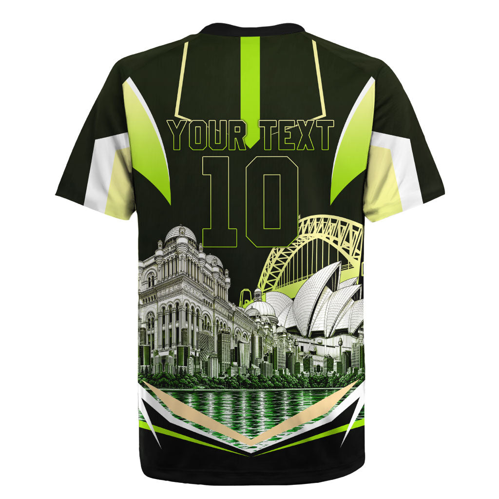 Personalised Sydney Thunder Cricket Mascot Skyline Rugby Jersey Retro Comic Style Fan Art Graphic